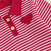 Long Sleeve Valentine's Day Striped Collar Baby Set