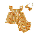 Fly Sleeve Floral Carrot Baby Set Sets The Trendy Toddlers Orange 0-3 M 