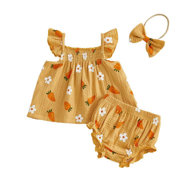 Fly Sleeve Floral Carrot Baby Set