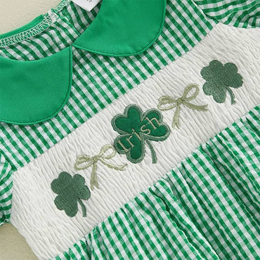 Short Sleeve Collar St. Patrick's Day Baby Romper