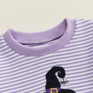 Long Sleeve Striped Ghost Baby Romper