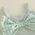 Sleeveless Plaid Bow Tulle Tiered Skirt Baby Set