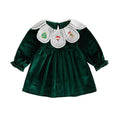 Long Sleeve Christmas Velvet Toddler Dress Dresses The Trendy Toddlers Green 9-12 M 