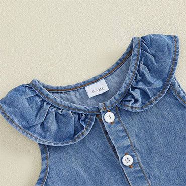 Sleeveless Denim Tassel Baby Set