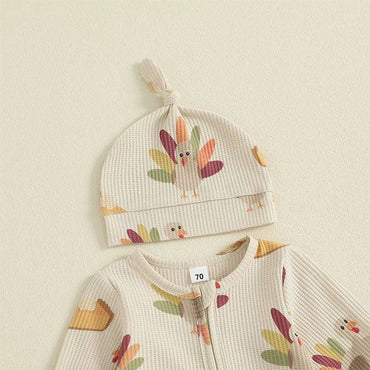 Long Sleeve Thanksgiving Footed Baby Jumpsuit