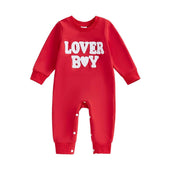 Long Sleeve Lover Boy Baby Jumpsuit Red 0-3 M