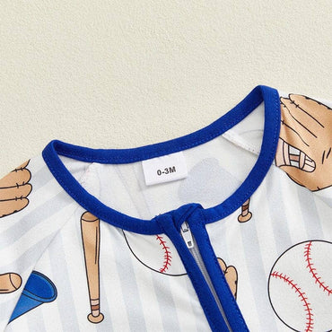 Long Sleeve Baseball Zip Up Baby Jumpsuit