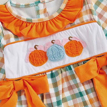 Long Sleeve Pumpkins Plaid Baby Romper Rompers The Trendy Toddlers 