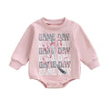 Long Sleeve Hockey Bow Baby Bodysuit Pink 0-3 M