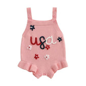 Sleeveless USA Knit Baby Romper Pink 0-3 M