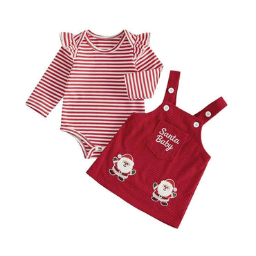 Long Sleeve Christmas Striped Baby Set Sets The Trendy Toddlers Red 0-3 M 