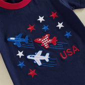 Short Sleeve USA Airplane Toddler Set