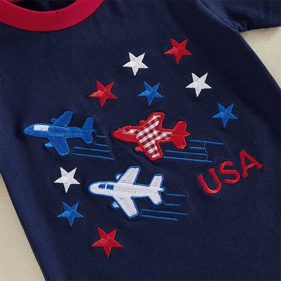 Short Sleeve USA Airplane Toddler Set