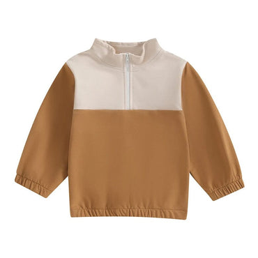 Long Sleeve Stand Collar Toddler Sweatshirt Brown 4T 