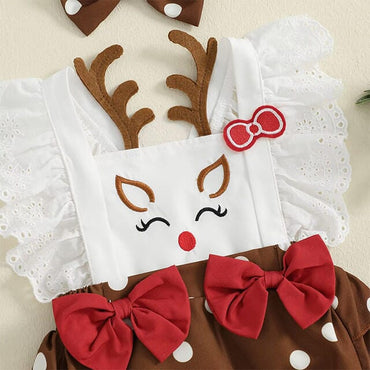 Fly Sleeve Reindeer Baby Romper