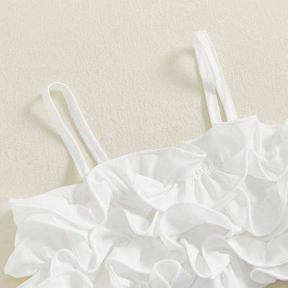 White Top Denim Skirt Toddler Set