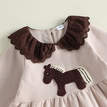 Long Sleeve Pony Lace Toddler Dress Dresses The Trendy Toddlers 