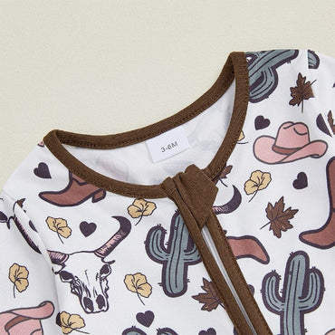 Long Sleeve Zipper Western Baby Jumpsuit