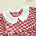 Long Sleeve Collar Plaid Toddler Dress