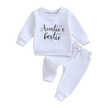 Auntie's Bestie Toddler Set White 9-12 M 