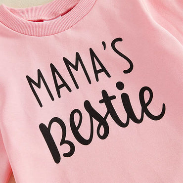 Long Sleeve Mama's Bestie Cow Pants Toddler Set