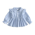 Long Sleeve Gingham Ruffled Toddler Blouse
