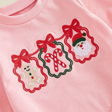 Long Sleeve Pink Christmas Baby Bodysuit