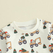 Long Sleeve Christmas Tree Truck Baby Set