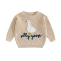 Silly Goose Knit Baby Sweater Beige 6-9 M