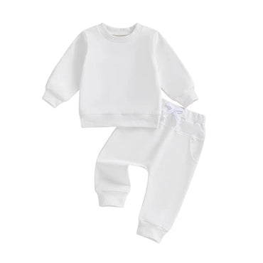 Long Sleeve Solid Toddler Set White 3-6 M