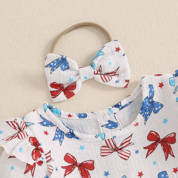 4th of July Bows Baby Romper