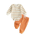 Long Sleeve Striped Solid Pants Baby Set Sets The Trendy Toddlers Orange 0-3 M 