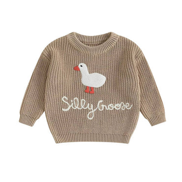 Silly Goose Knit Baby Sweater Khaki 6-9 M