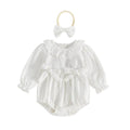 Long Sleeve Vintage Lace Baby Romper Rompers The Trendy Toddlers White 0-3 M 