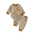 Long Sleeve Cute Animal Striped Baby Set Brown 0-3 M