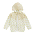 Checkered Hooded Toddler Jacket Beige 9-12 M 