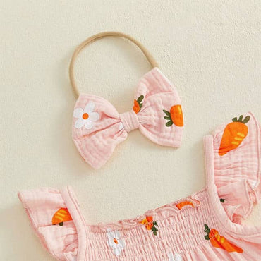 Fly Sleeve Floral Carrot Baby Set