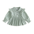 Long Sleeve Gingham Ruffled Toddler Blouse