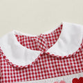 Long Sleeve Plaid Collar Hearts Baby Romper