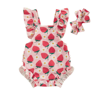 Strawberry Floral Baby Romper Rompers The Trendy Toddlers 