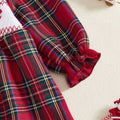 Puff Sleeve Christmas Plaid Toddler Dress