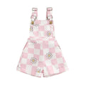 Sleeveless Daisy Checkered Toddler Romper Pink 9-12 M 