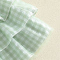Sleeveless Plaid Bow Tulle Tiered Skirt Baby Set