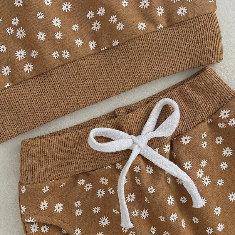 Long Sleeve Taupe Blossom Baby Set   