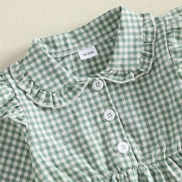 Long Sleeve Gingham Ruffled Toddler Blouse