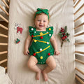 Fly Sleeve Christmas Pom Pom Baby Romper