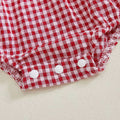 Long Sleeve Plaid Collar Hearts Baby Romper