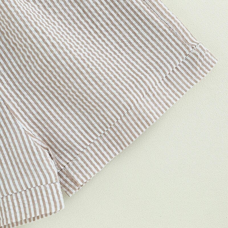 White Linen Striped Toddler Set   