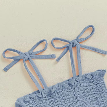 Tie Shoulder Solid Toddler Dress