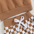 Long Sleeve Checkered Pants Baby Set